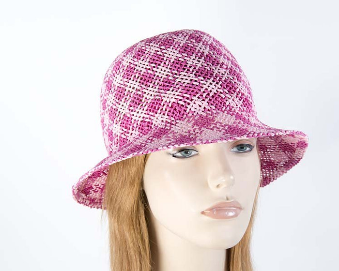 Crocheted fuchsia cloche hat