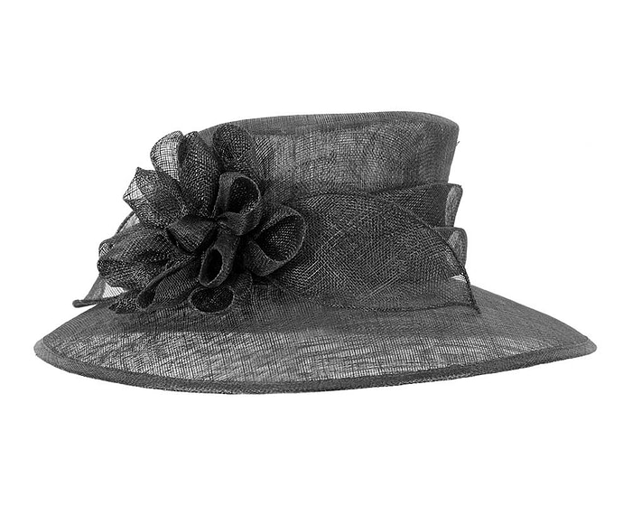 Large black sinamay racing hat - Image 2