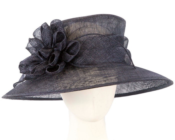 Large navy sinamay racing hat