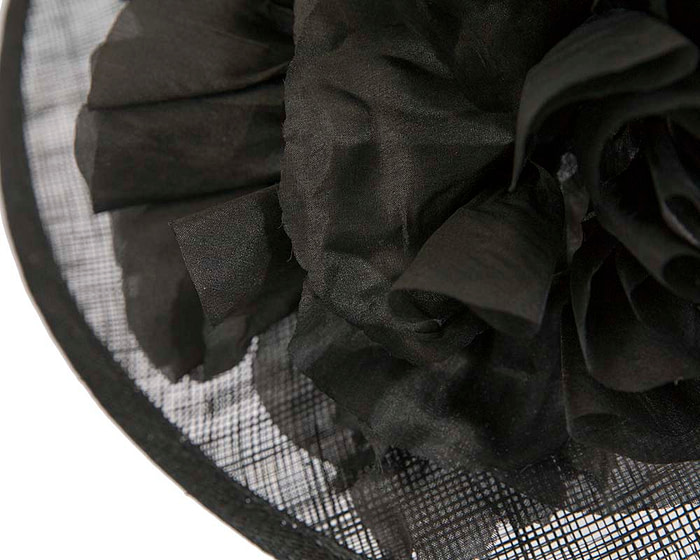 Black fashion racing hat with flower by Max Alexander - Image 4