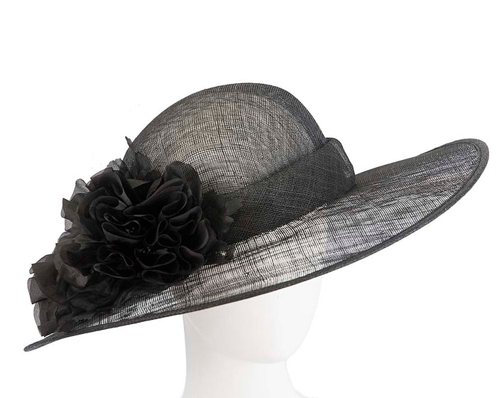 Black fashion racing hat with flower by Max Alexander