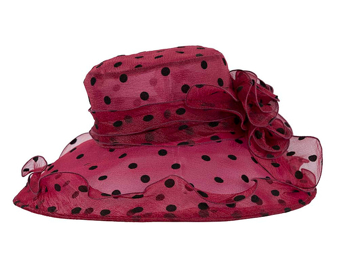 Large Burgundy wine Organza Racing Hat - Image 5