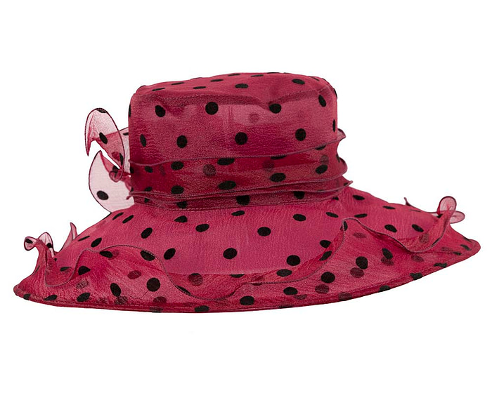 Large Burgundy wine Organza Racing Hat - Hats From OZ