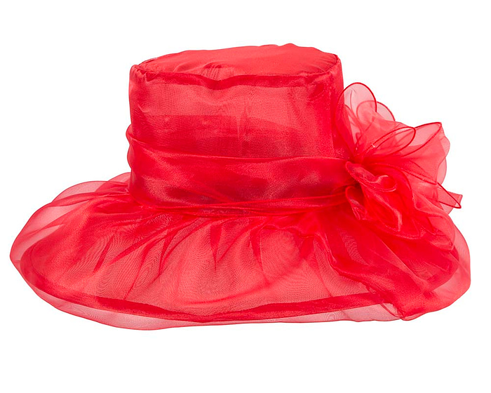 Large Red Organza Racing Hat - Image 6