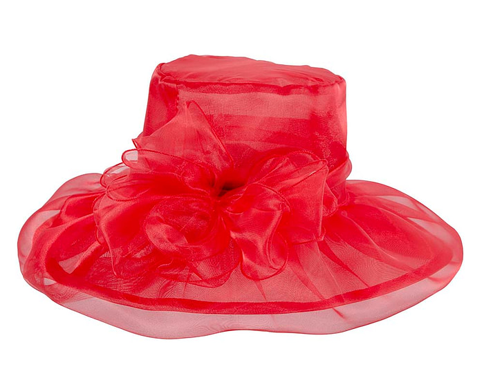 Large Red Organza Racing Hat - Image 4