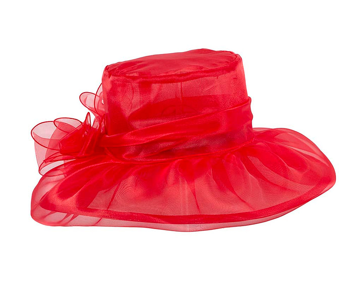 Large Red Organza Racing Hat - Image 2