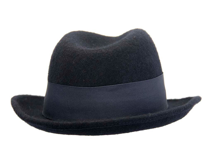 French navy mohair rabbit fur unisex fedora hat - Image 6