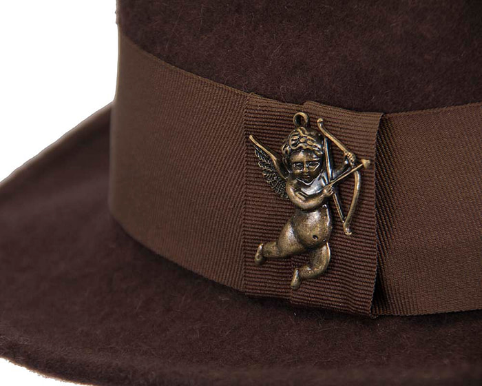 Chocolate mohair rabbit fur unisex fedora hat - Image 5