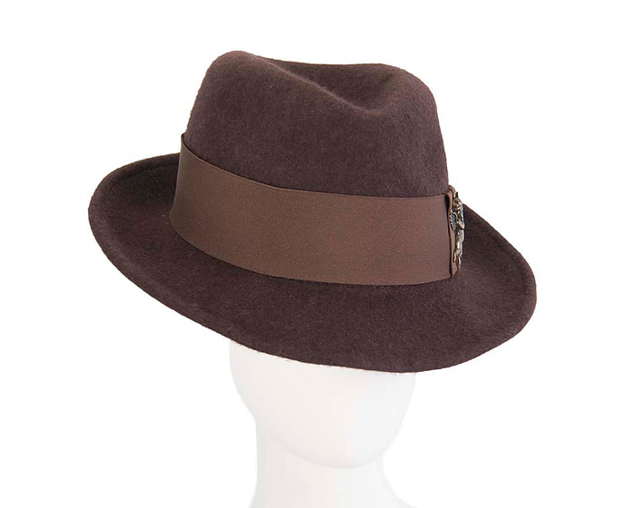 Chocolate mohair rabbit fur unisex fedora hat