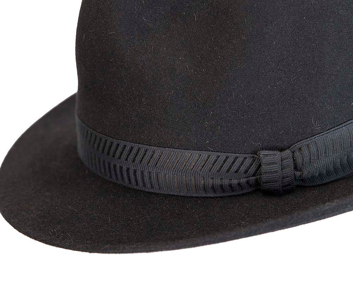 Black rabbit fur mens wide brim fedora hat - Image 5