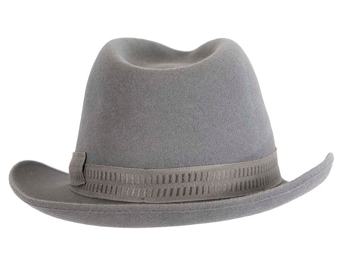 Grey rabbit fur mens wide brim fedora hat - Image 6