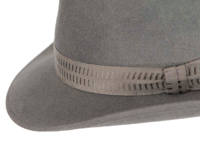 Grey rabbit fur mens wide brim fedora hat - Image 5