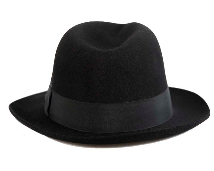 Black rabbit fur wide brim fedora hat - Image 6