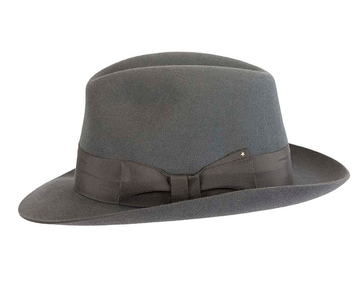 Grey rabbit fur wide brim fedora hat - Image 3