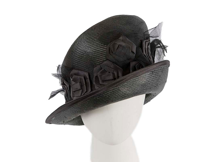 Vintage black hat by Cupids Millinery