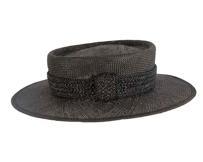 Short brim black boater hat - Image 4