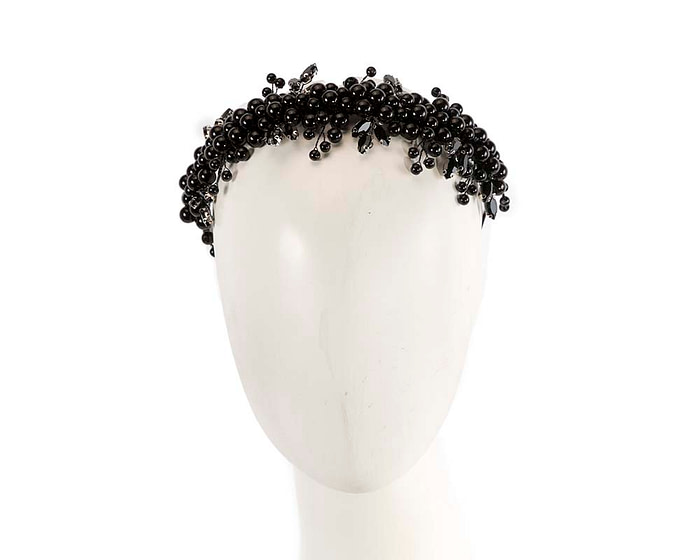 Black pearl & crystals fascinator headband by Cupids Millinery