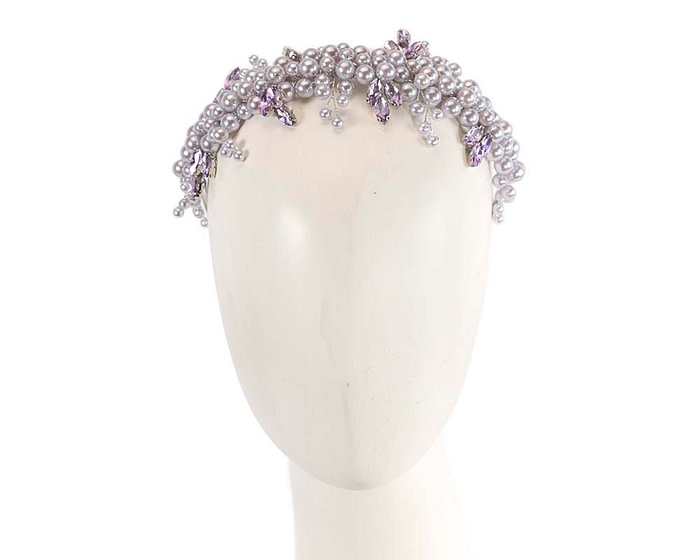 Lilac pearl & crystals fascinator headband by Cupids Millinery