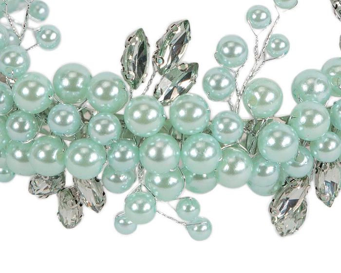 Mint pearl & crystals fascinator headband by Cupids Millinery - Image 3