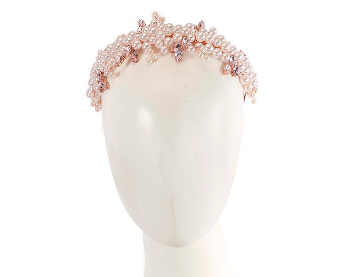 Light pink pearl & crystals fascinator headband by Cupids Millinery - Hats From OZ