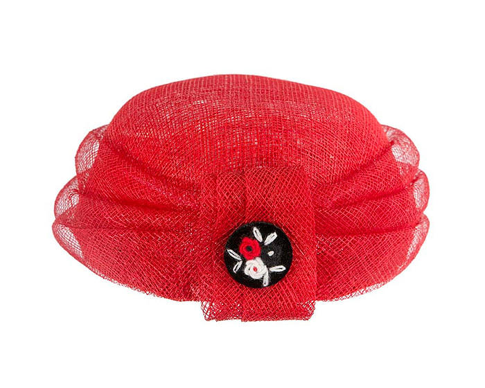 Large red sinamay beret hat - Image 4