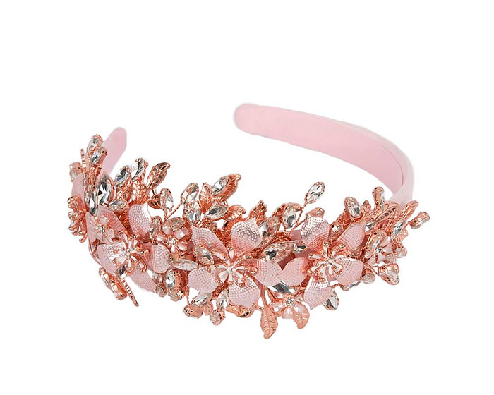 Pink crystals fascinator headband by Cupids Millinery CU523 - Image 2