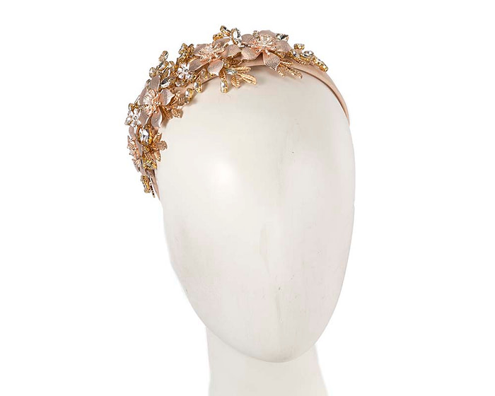 Gold crystals fascinator headband by Cupids Millinery