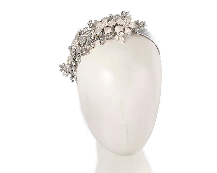 Silver crystals fascinator headband by Cupids Millinery CU523