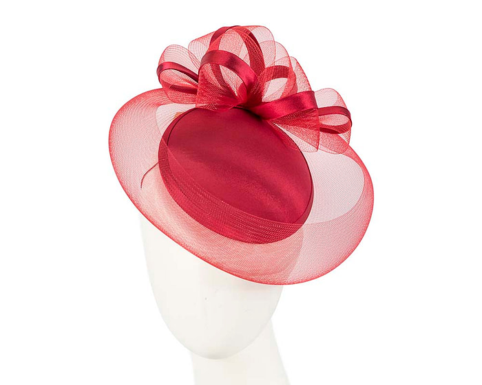 Red custom made cocktail pillbox hat