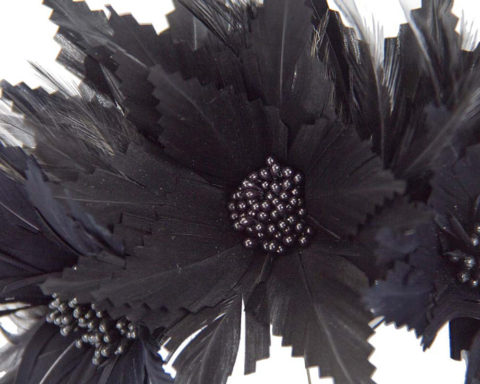 Black crown feather fascinator - Image 3