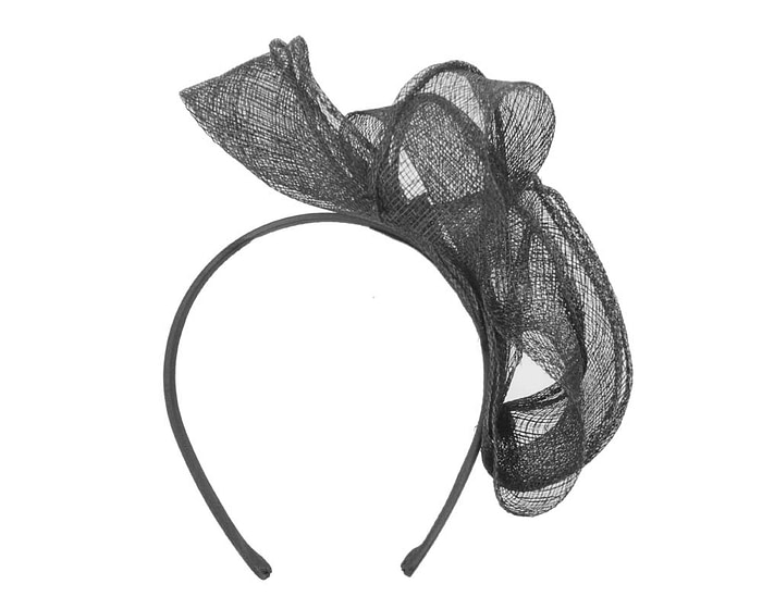 Pleated black fascinator - Hats From OZ