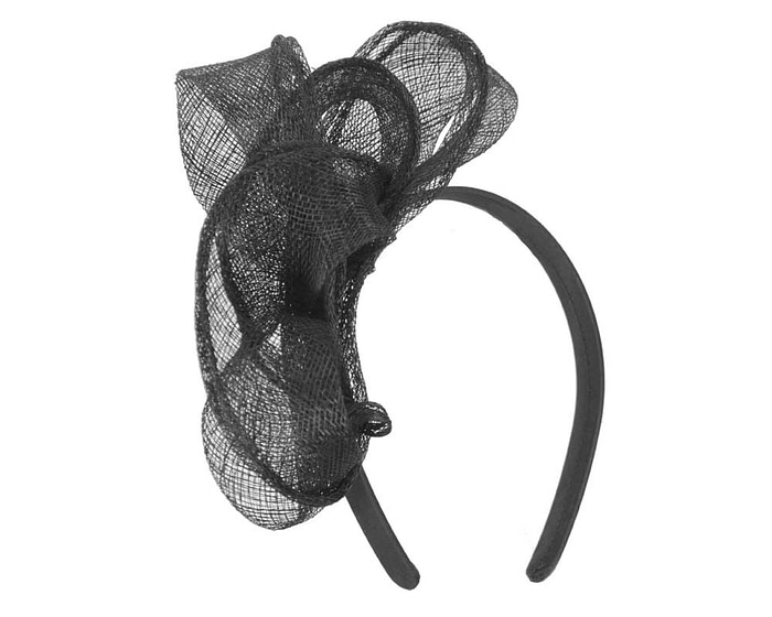 Pleated black fascinator - Hats From OZ