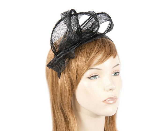 Pleated black fascinator - Hats From OZ