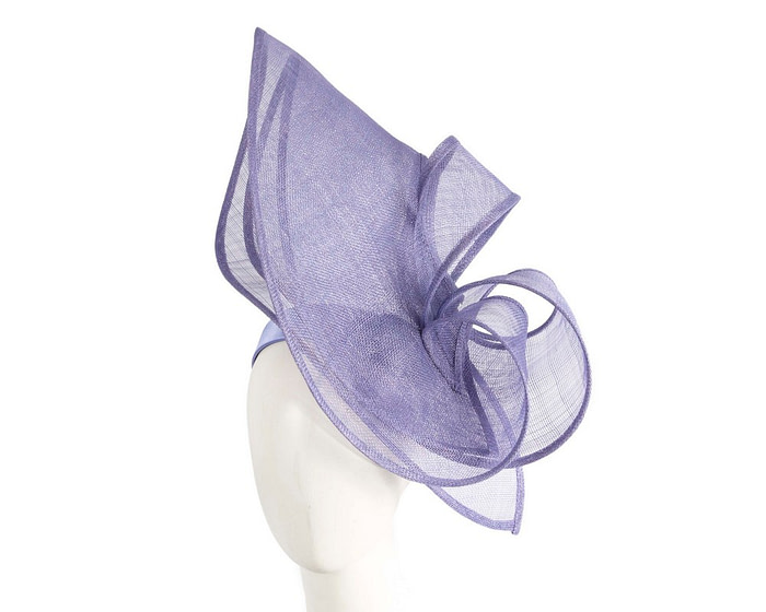 Large violet sinamay fascinator by Max Alexander