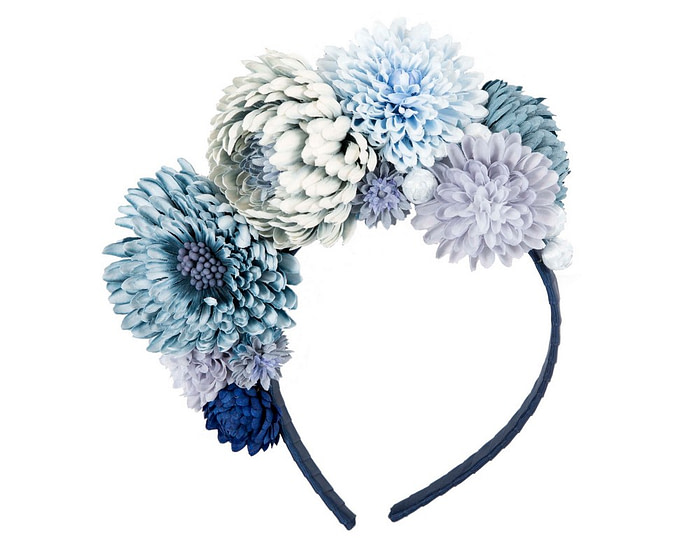 Multi-tone blue flower fascinator headband - Image 2