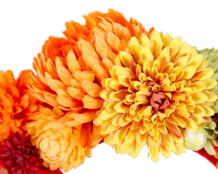 Multi-tone orange flower fascinator headband - Image 3