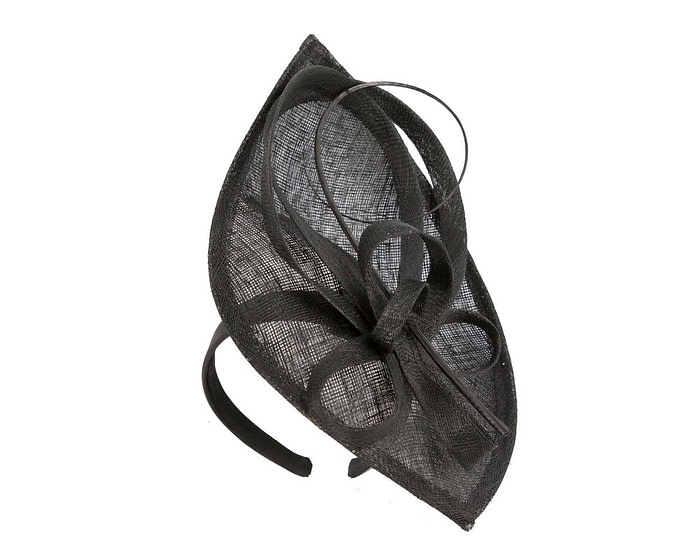 Tall black sinamay fascinator by Max Alexander MA911 - Image 2