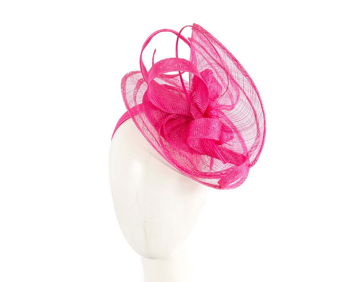 Large fuchsia sinamay fascinator by Max Alexander MA913