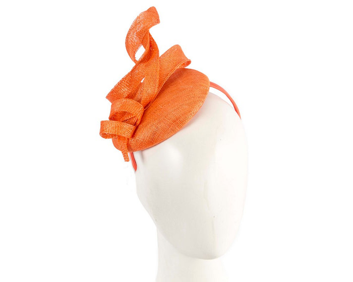 Sculptured orange sinamay fascinator by Max Alexander