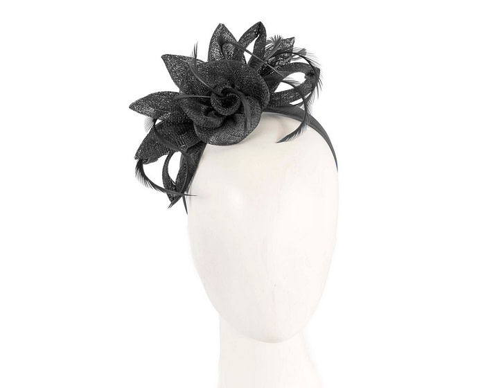 Black sinamay flower fascinator by Max Alexander MA917