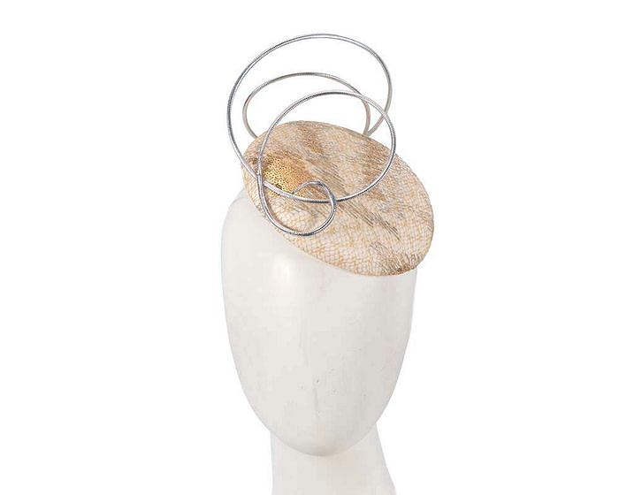 Bespoke designers cream & silver fascinator