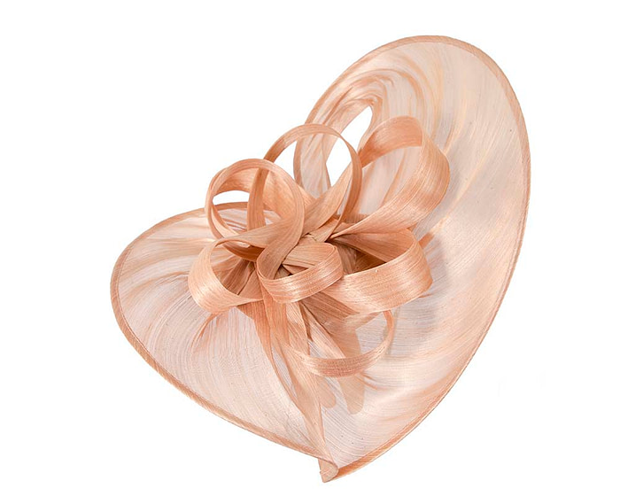 Large nude silk abaca heart fascinator - Hats From OZ