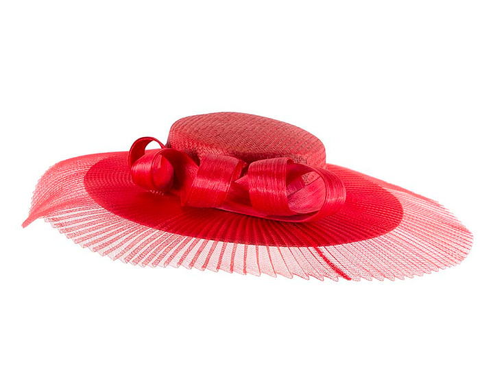 Large red boater hat by Fillies Collection - Image 3