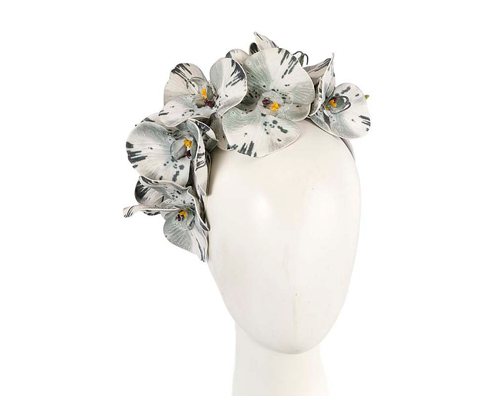 Bespoke grey orchid flower headband by Fillies Collection