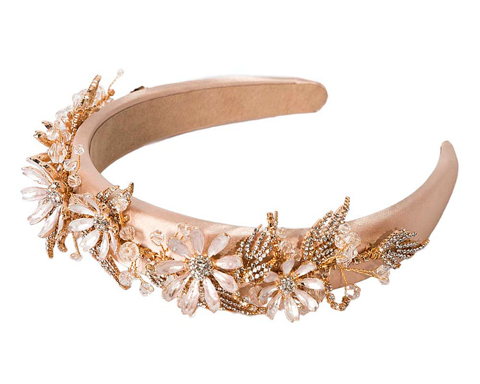 Pink gold flower fascinator headband jewelry - Image 2