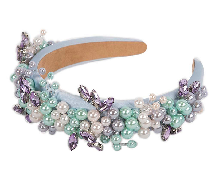 Multi-color pearl & crystals fascinator headband by Cupids Millinery - Image 2