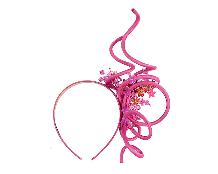 Bespoke fuchsia fascinator by Cupids Millinery - Image 4