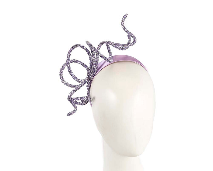 Bespoke sculptured lilac fascinator by Cupids Millinery