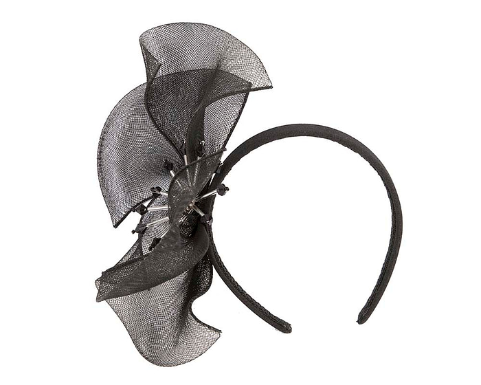 Bespoke black flower headband by Cupids Millinery - Image 2