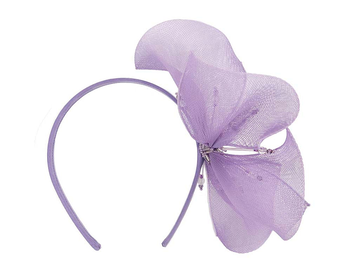 Bespoke lilac flower headband by Cupids Millinery - Image 4